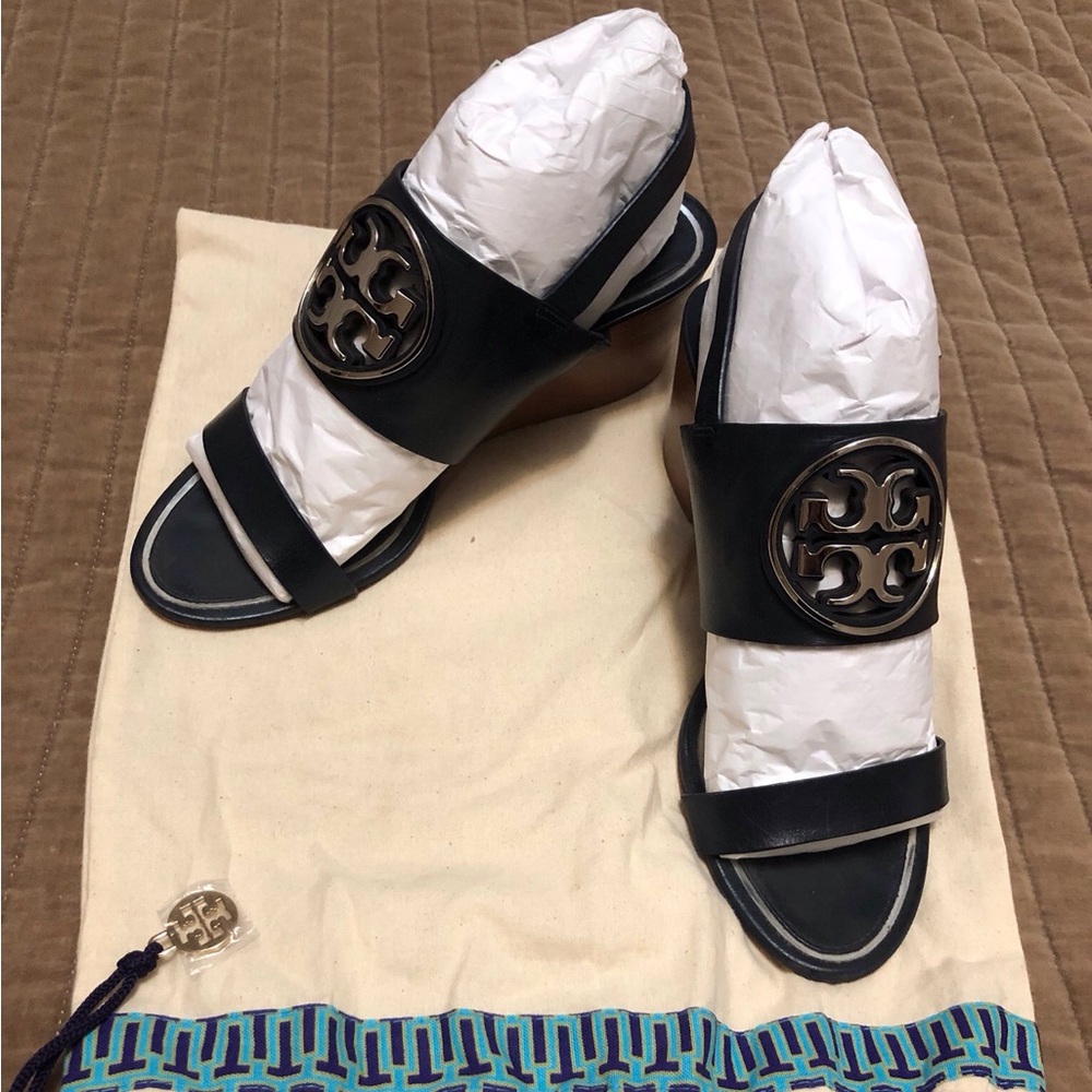 Tory Burch Dark Blue Sandals with Logo
